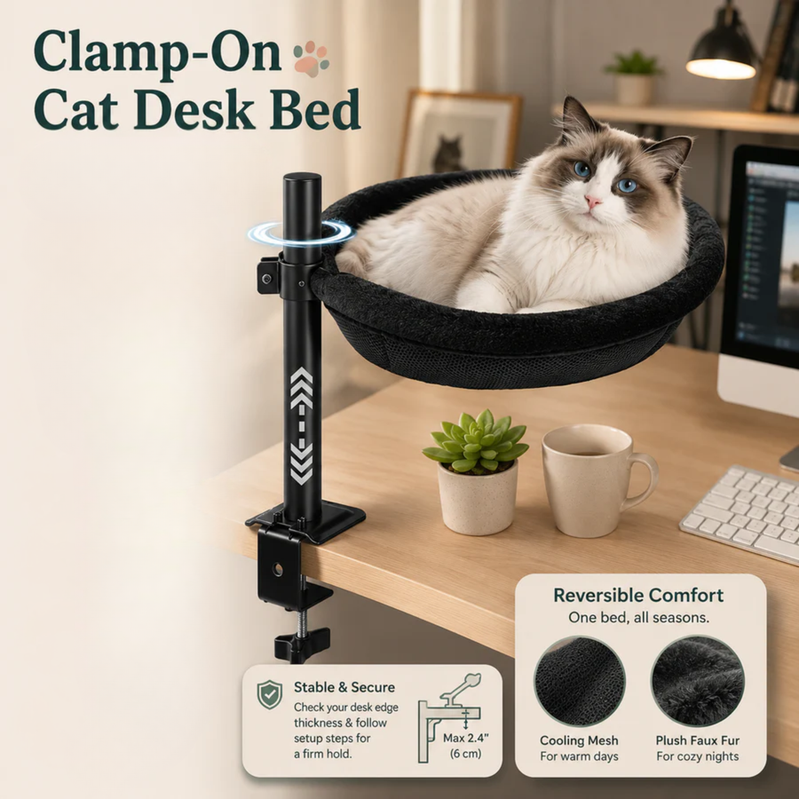 Clamp-On Cat Desk Bed